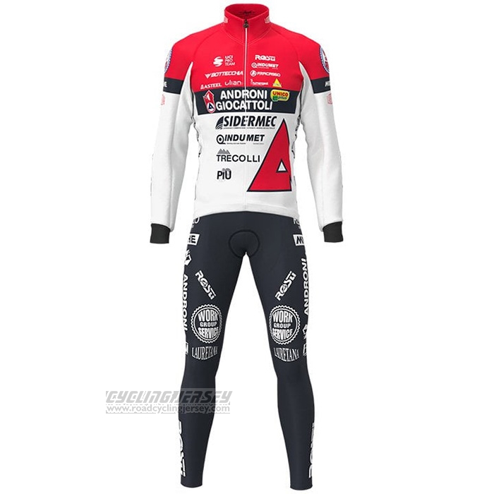 2021 Cycling Jersey Androni Giocattoli White Red Long Sleeve and Bib Short